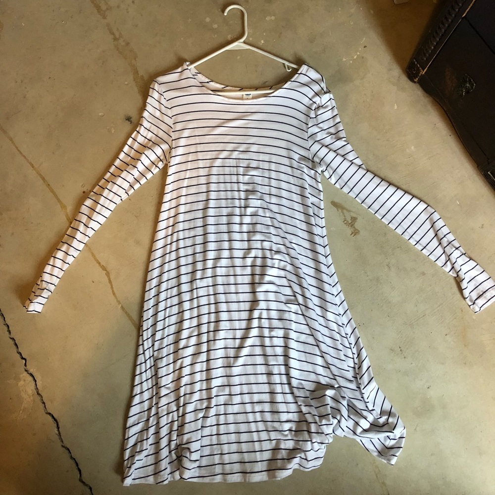 Black and white striped dress